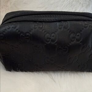 Gucci Black Embossed leather Toiletry Bag
